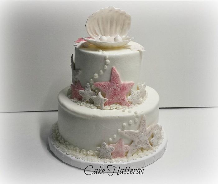Pink Seashell Wedding Cake