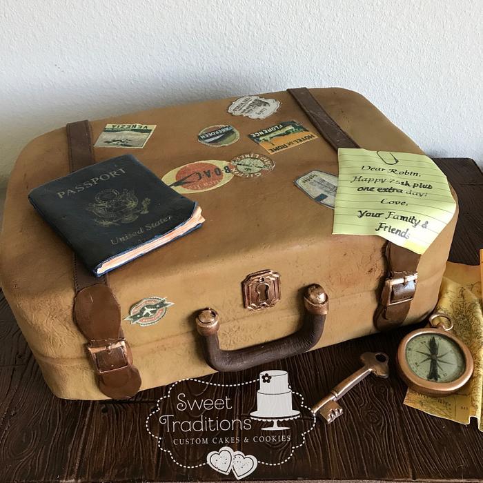 Vintage travel theme cake