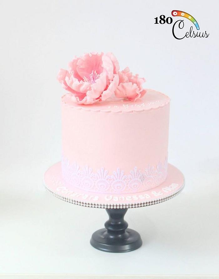 Pink Peony - Wedding Cake 