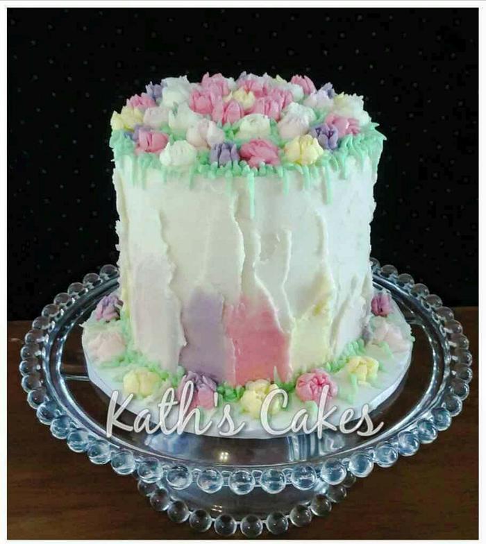 The easiest romantic rustic flower topped cake - French Country Cottage