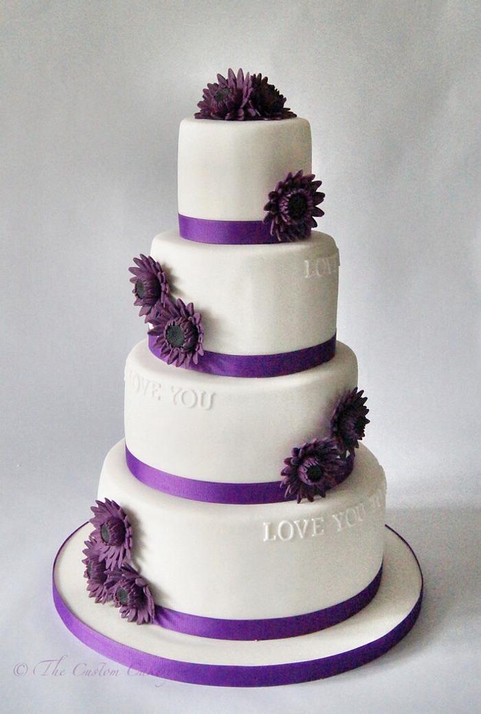 Purple Gerbera Wedding Cake