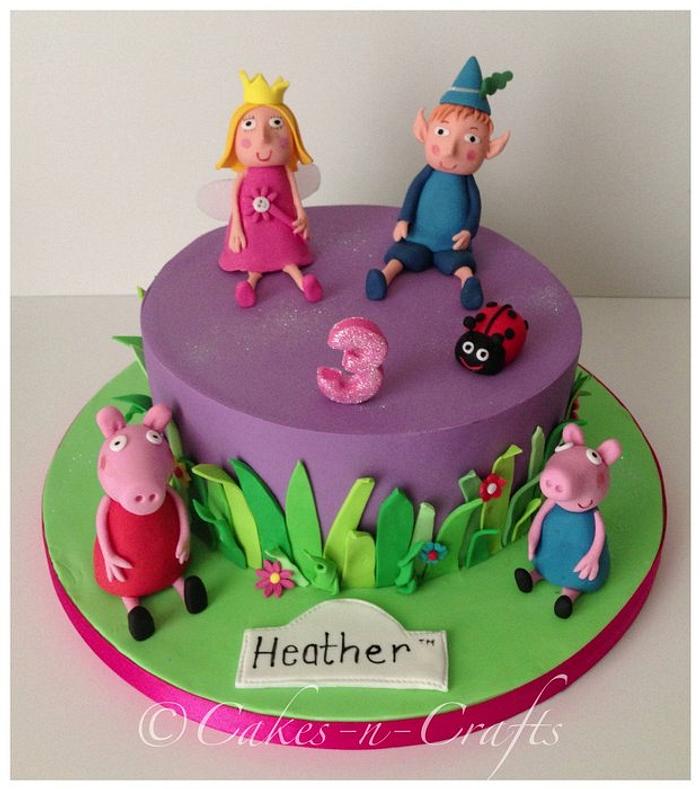 Ben and holly, peppa and George pig cake 