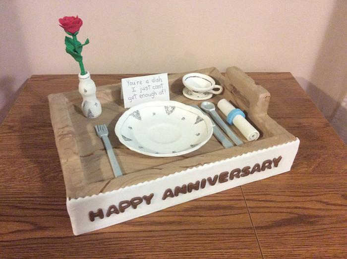 'Breakfast in bed' anniversary cake