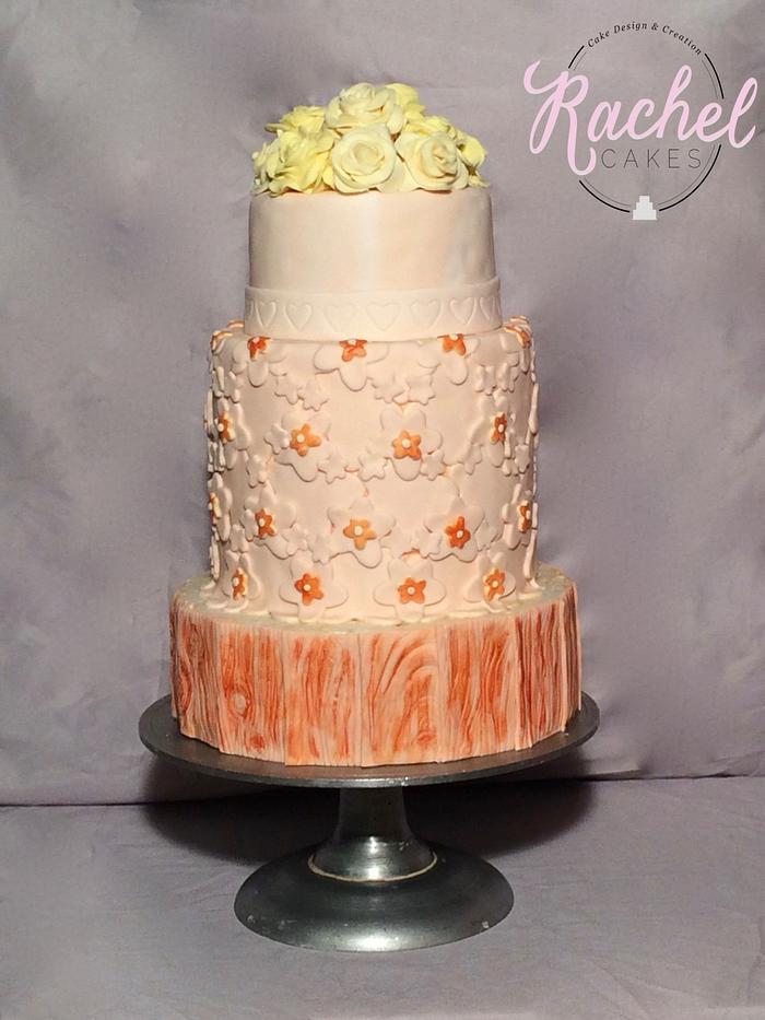 Floral Woodgrain Cake