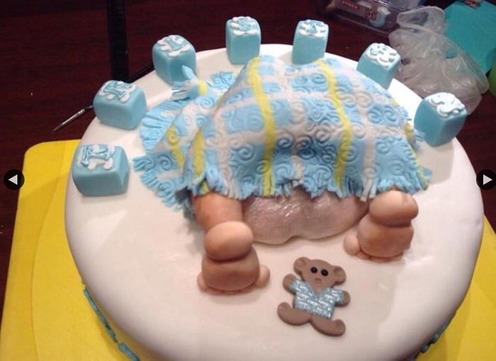 Baby bum christening cake