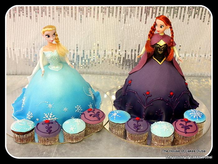 Anna and Elza cake and cupcakes
