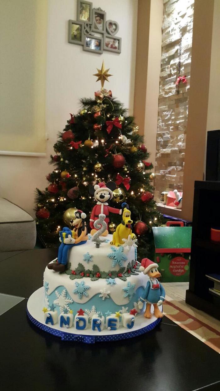Mickey mouse winter cake