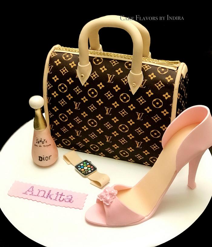 Designer purse n shoe cake