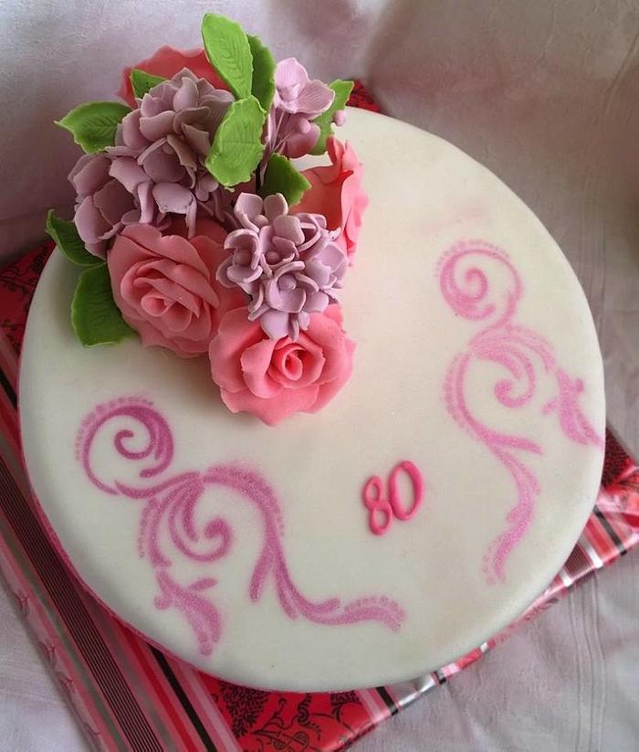 Pink birthday cake.
