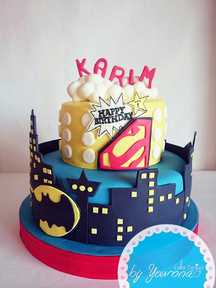 Superman and batman cake 