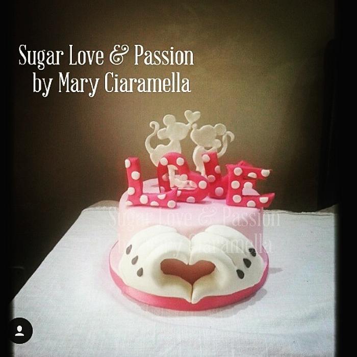 Minnie and Mickey Mouse Love cake (Pink version)