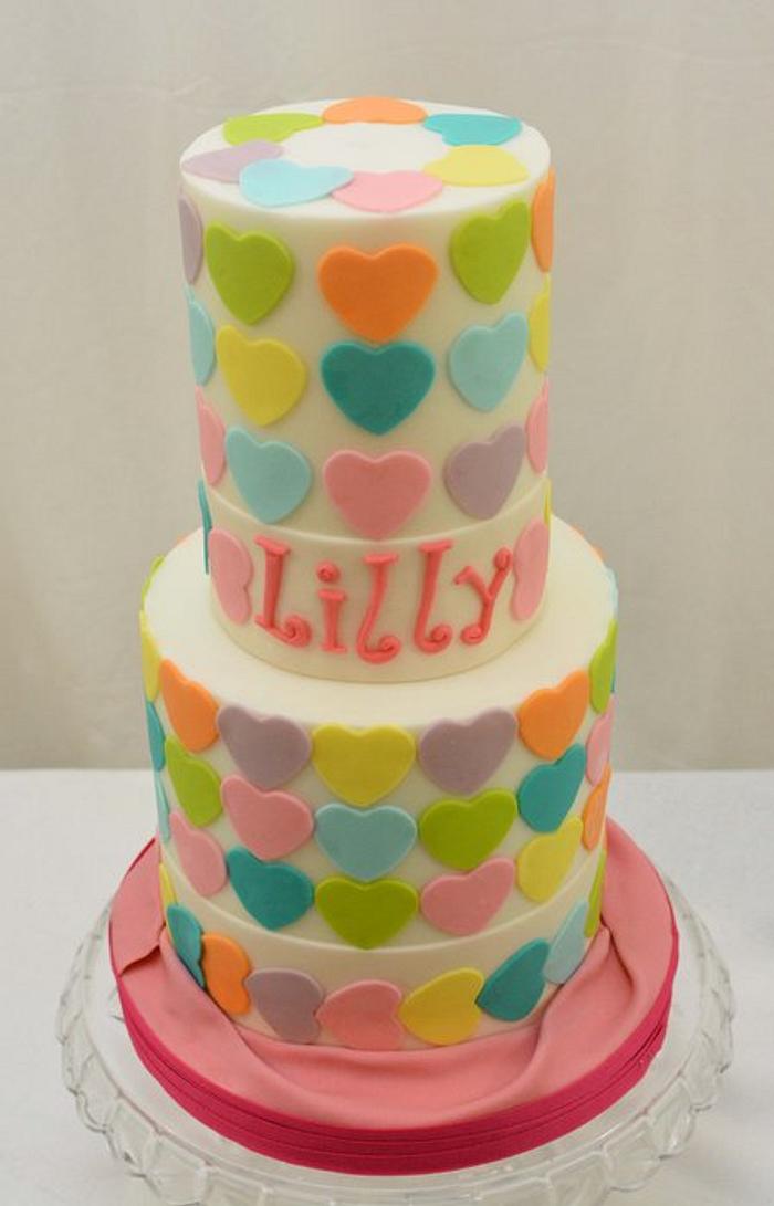 Colourful Hearts Cake