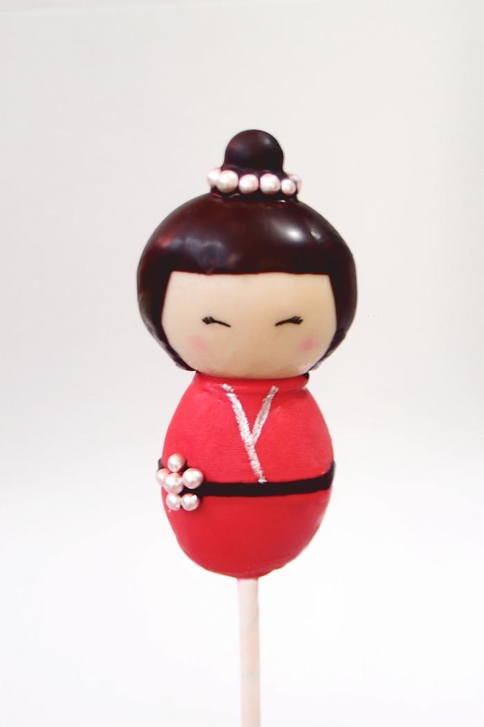 Kokeshi Doll cake pop