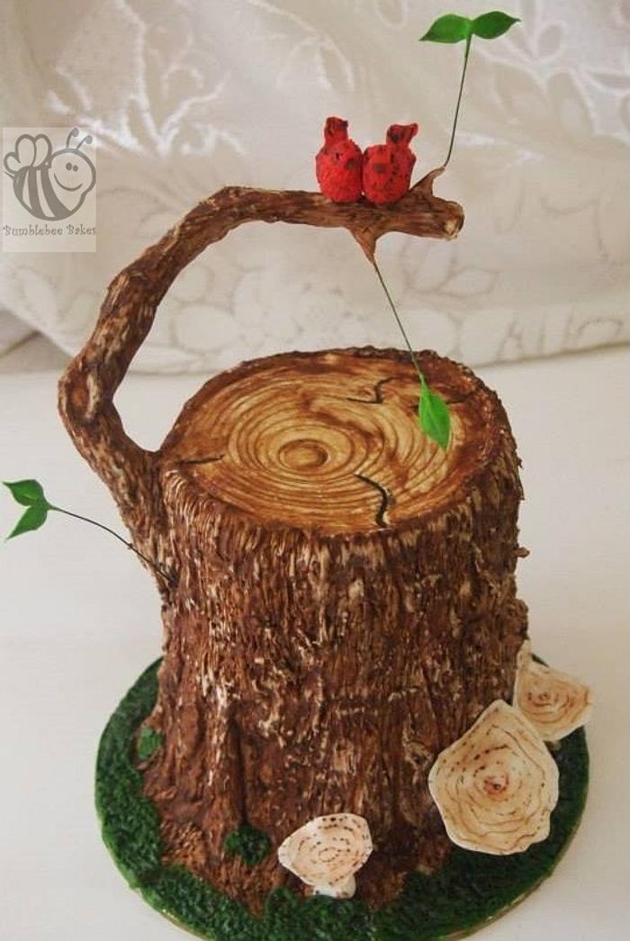 Love birds on a treestump cake =)