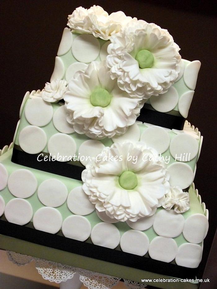 Pale Green And White Wedding Cake