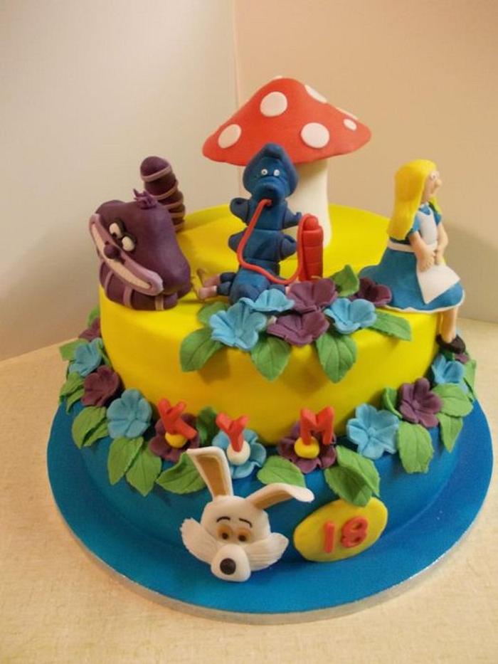 Alice in wonderland themed cake