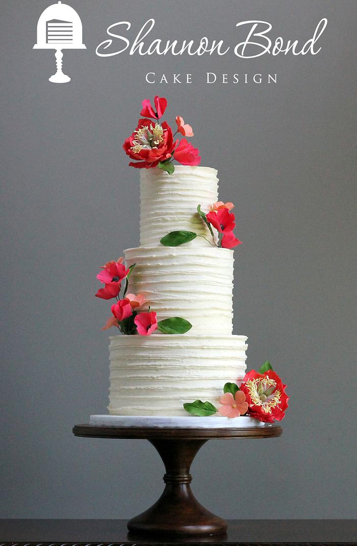 Rustic Buttercream Wedding Cake with Sugar Flowers