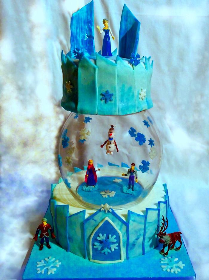 Frozen cake with glass
