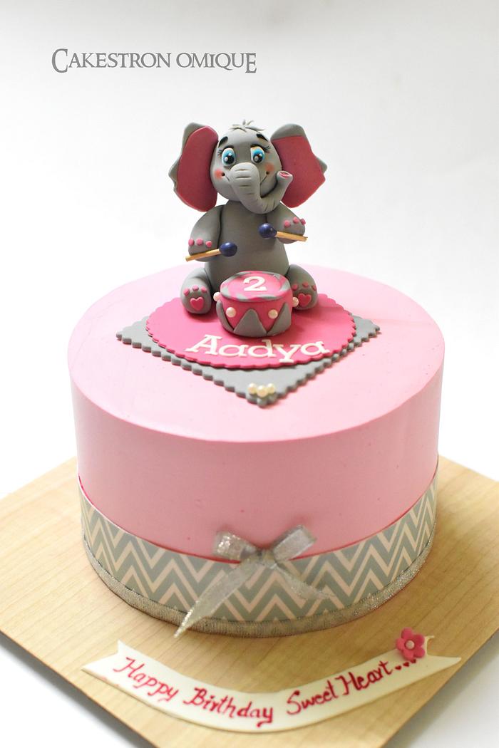whipped cream Baby elephant themed cake