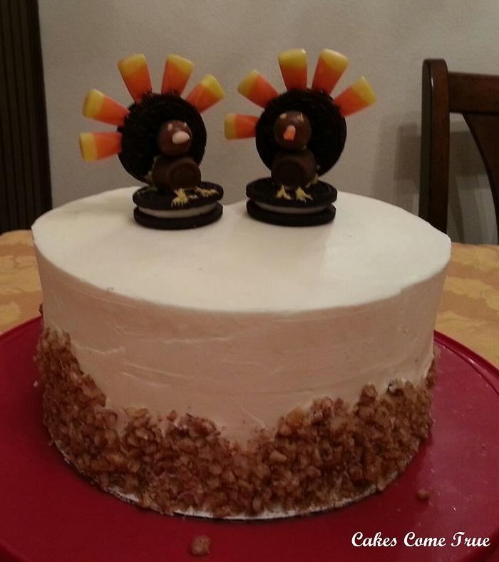 Thanksgiving cake with Turkeys