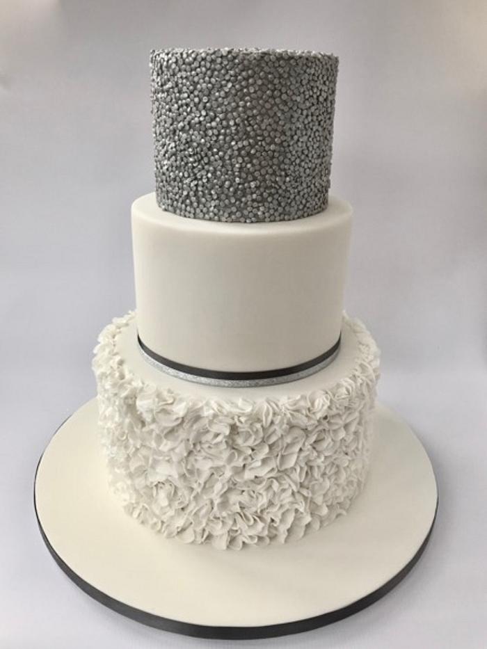 Sequins and Ruffles Wedding Cake