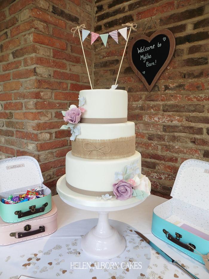Pastels and Bunting Wedding Cake