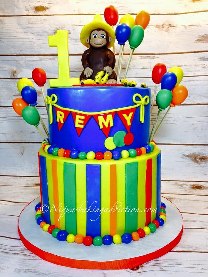 Curious George 1st Birthday Cake and Smash Cake