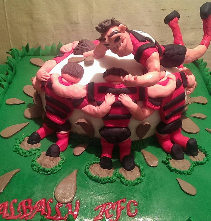 rugby scrum cake