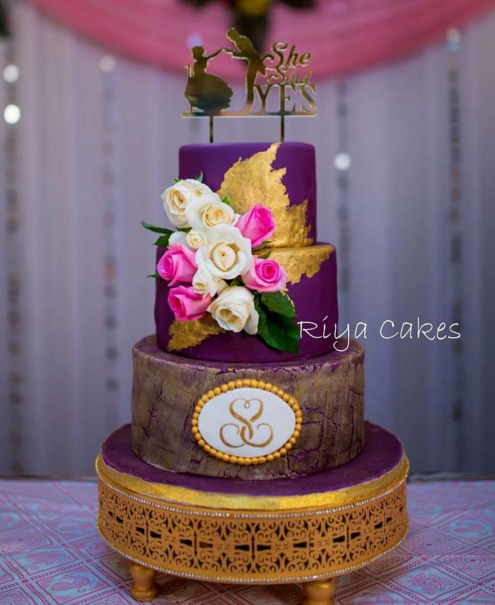 Purple engagement cake