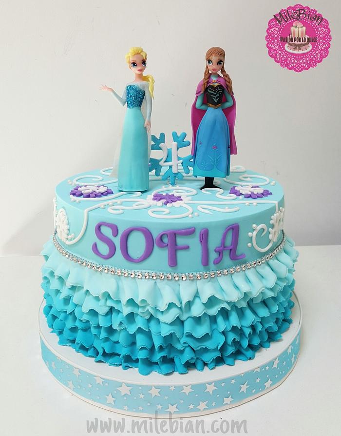 Frozen cake with ruffles and bling