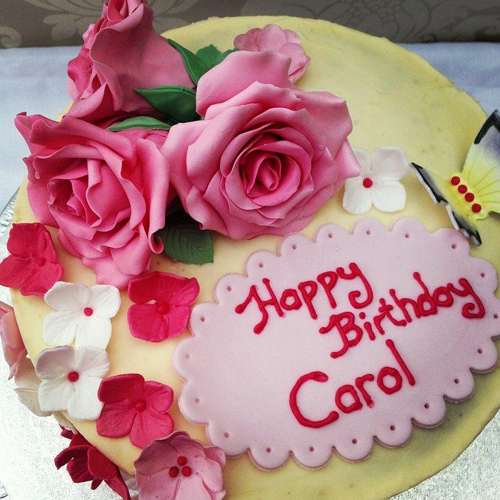 Sugar flowers birthday cake