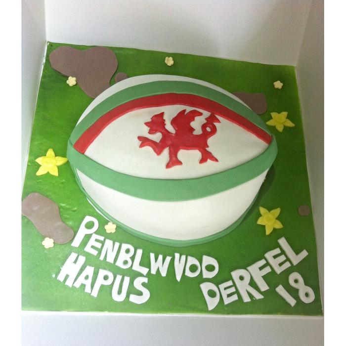 Welsh Rugby Ball Cake