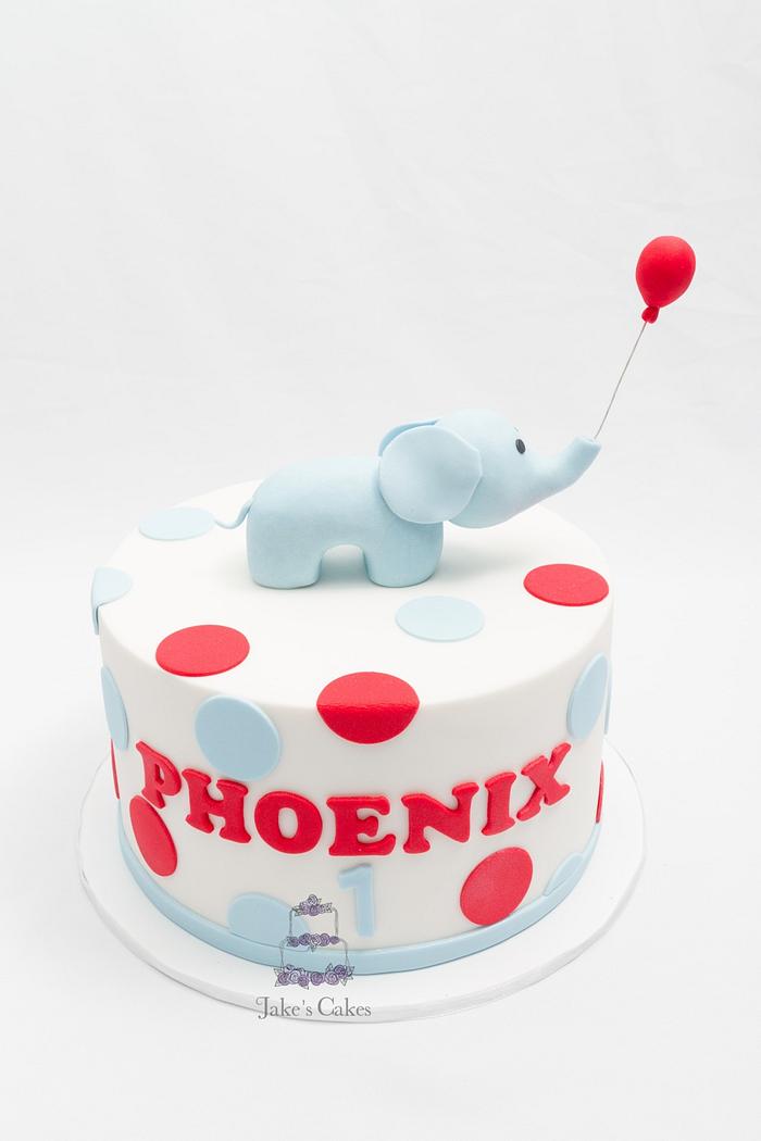 Elephant and Spots First Birthday cake