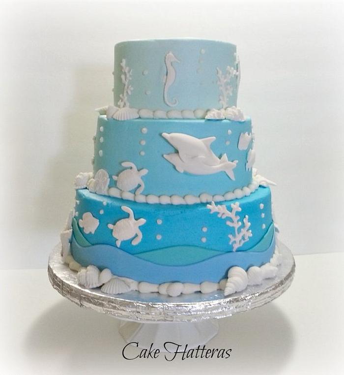 Ombre Beach Wedding Cake