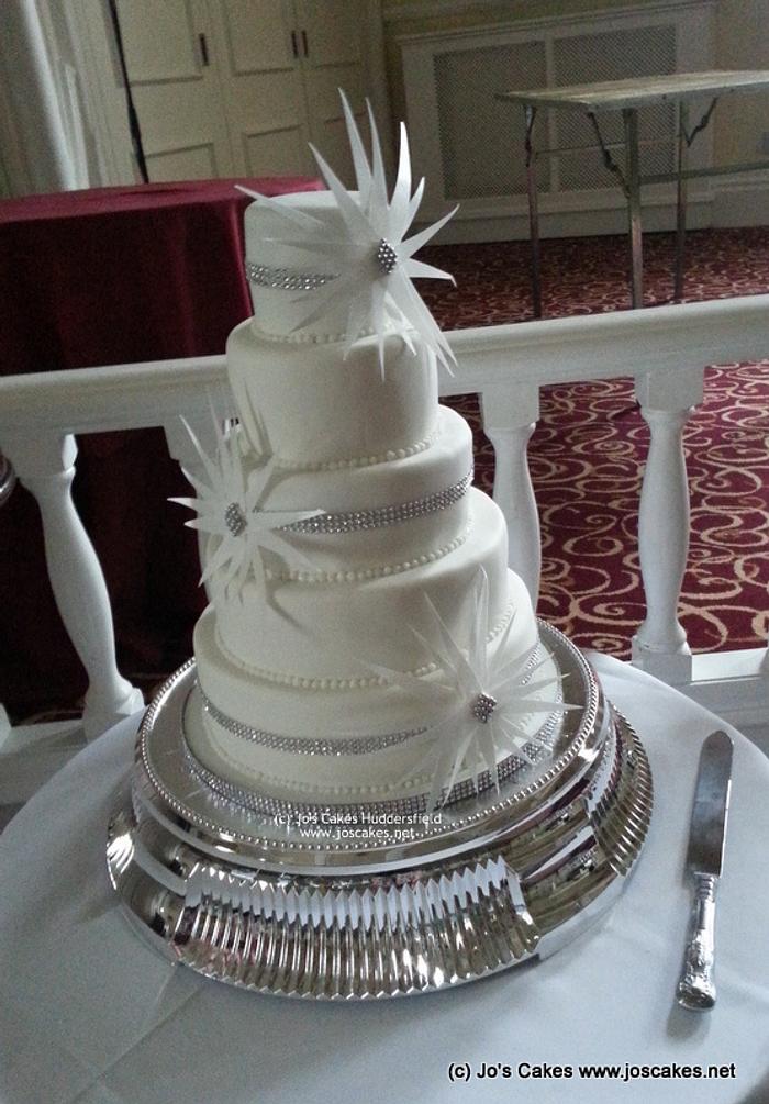 Diamante Starburst 5 Tier Wedding Cake