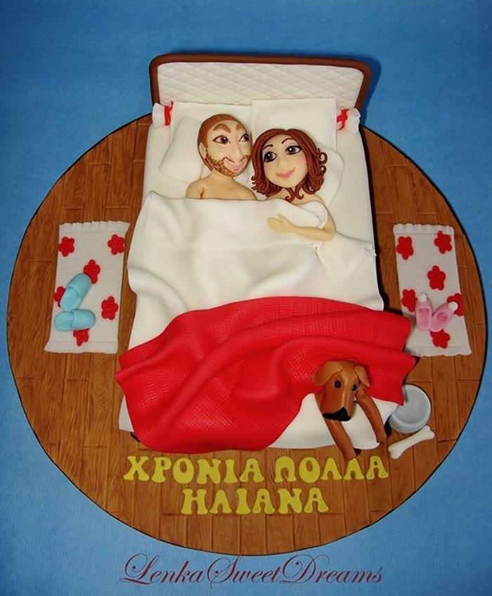 Couple in bed cake 