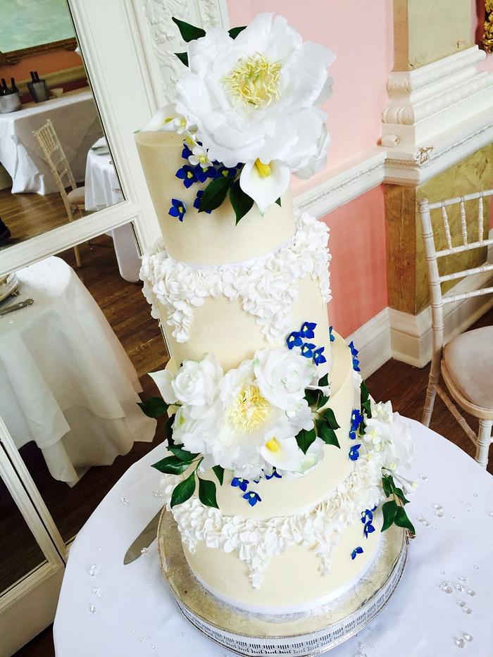Buttercream and wafer paper wedding cake