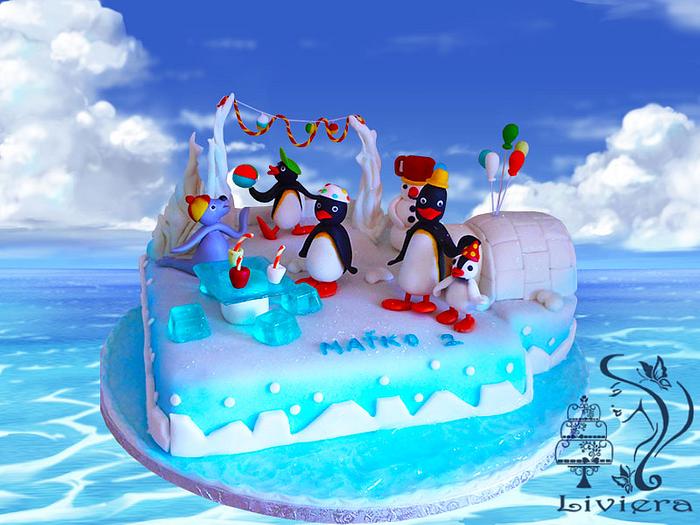 penguins- birthday cake