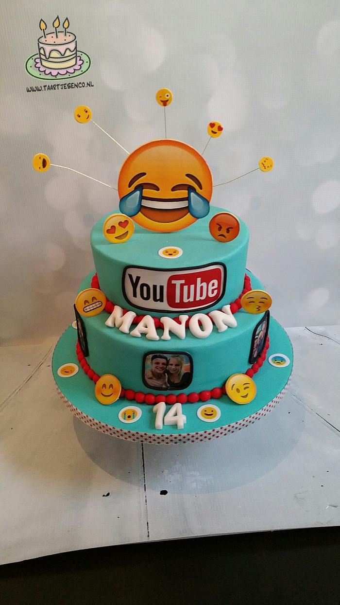 Youtube/emoji cake