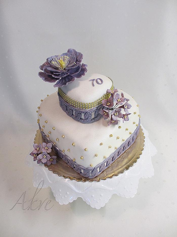 Birthday cake in violet