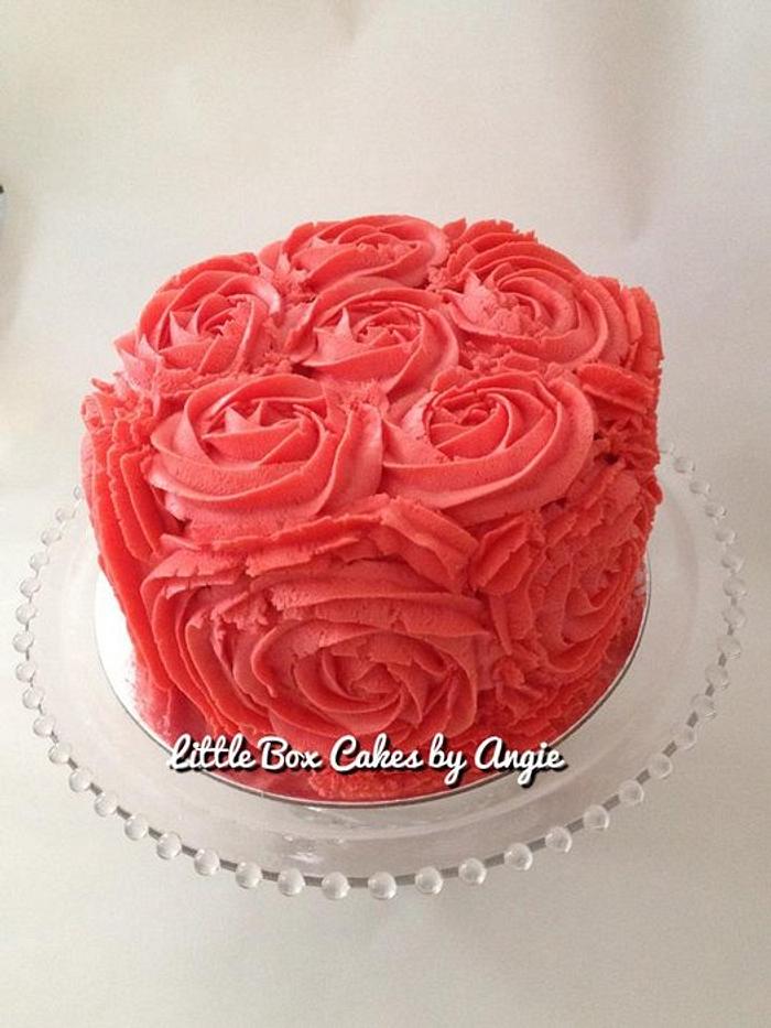 Simple Coral Roses Cake