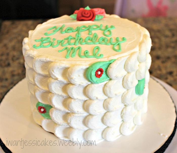 white & green petal cake