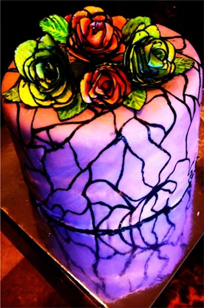 Stained Glass Roses Cake