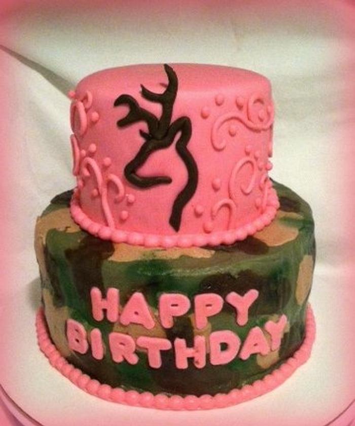 Camo and Pink Browning Birthday Cake