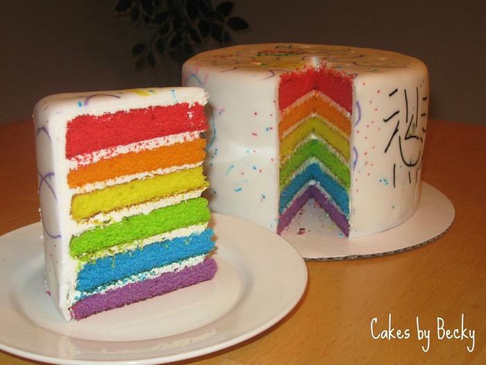 Rainbow Doodle Birthday Cake