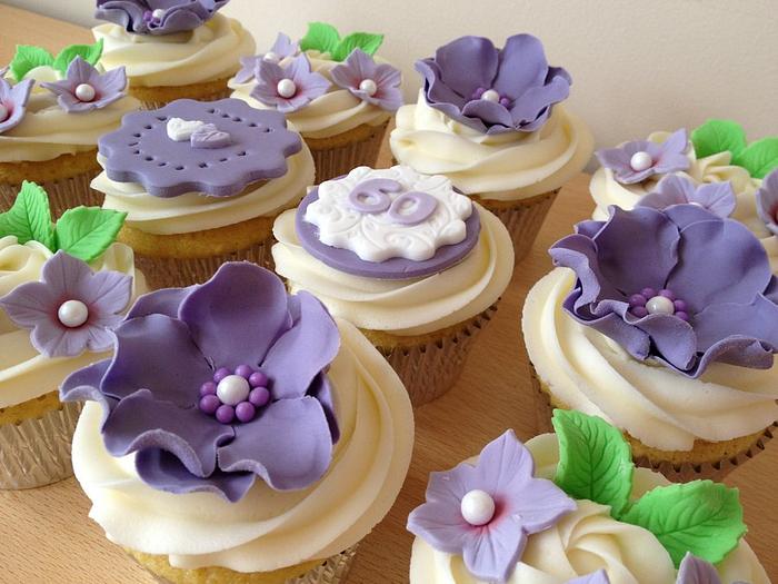 Lilac Diamond Anniversary Cupcakes