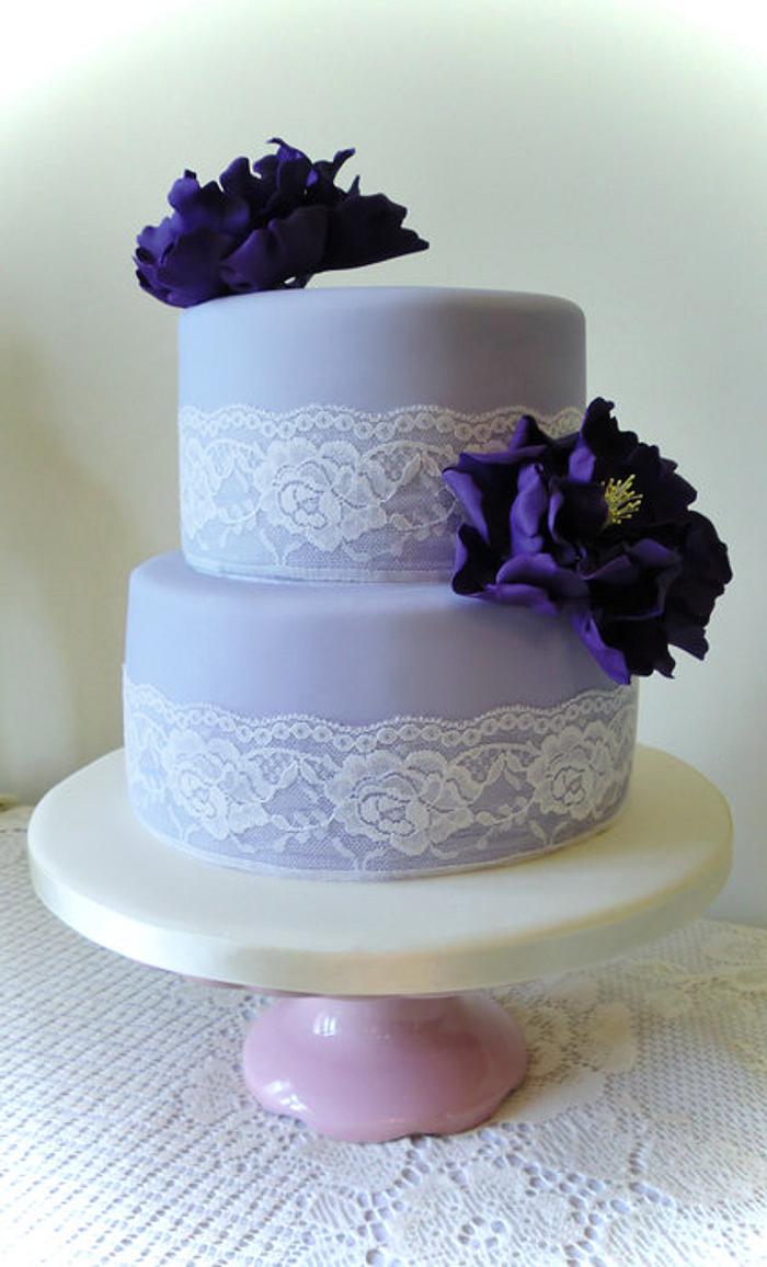 Purple Peony Wedding Cake