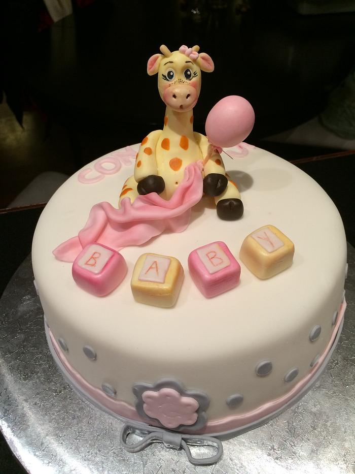 Giraffe baby shower cake 