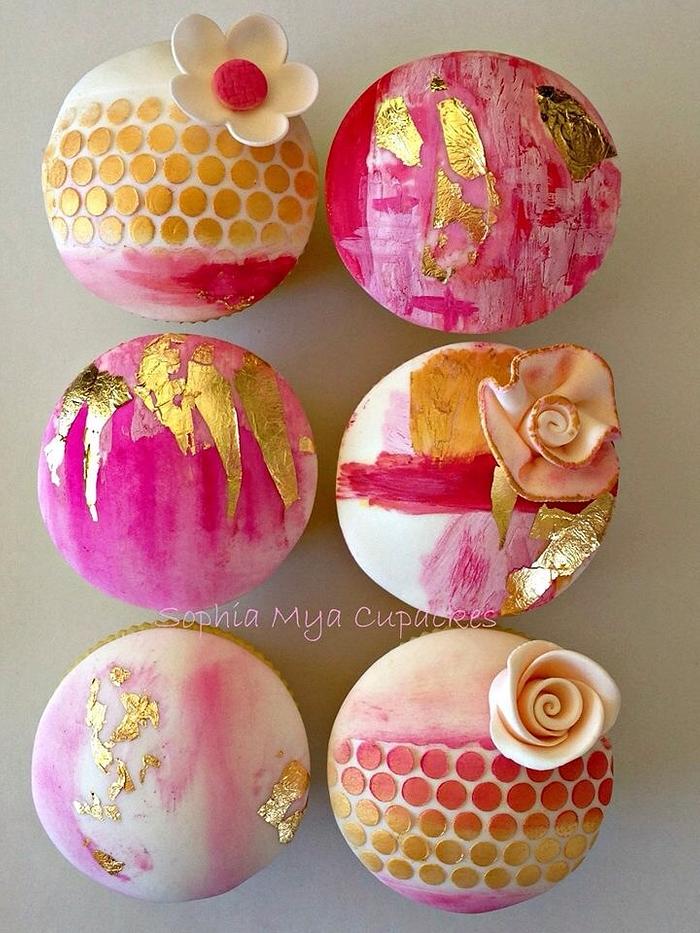 Gold Leaf Abstract Cupcakes
