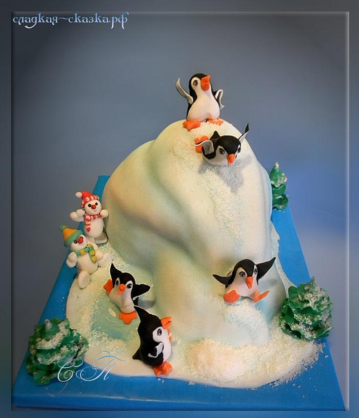 Ice cake with penguins